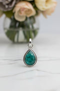 Silver Plated Emerald Pendant 2cm