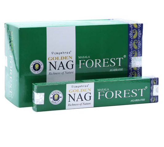 Golden Nag Forest Incense Sticks 15g – Fresh Fir, Balsam & Spruce Woodland Aroma