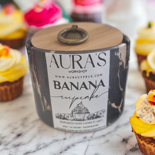 Banana Cupcake Scented Candle in Ceramic Jar - Auras Workshop  -  Candles -   - Cyprus & Greece