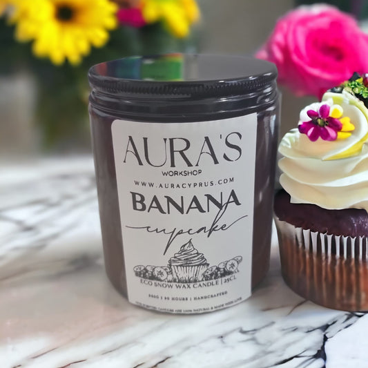 Banana Cupcake Scent Eco Snow Candle - Auras Workshop  -  Candles -   - Cyprus & Greece