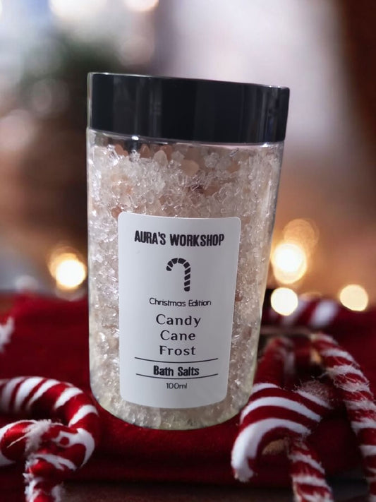 ❄️ Aura’s Workshop Christmas Edition – Candy Cane Frost Bath Salts (100ml)