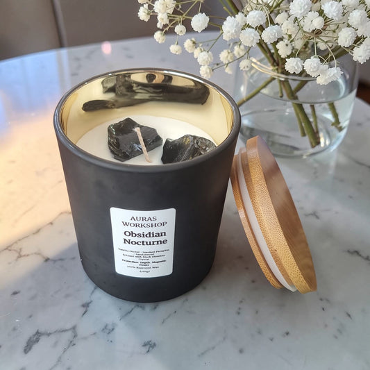 🖤 Obsidian Nocturne Candle – Vanilla Orchid, Smoked Pumpkin & Sandalwood | Auras Workshop