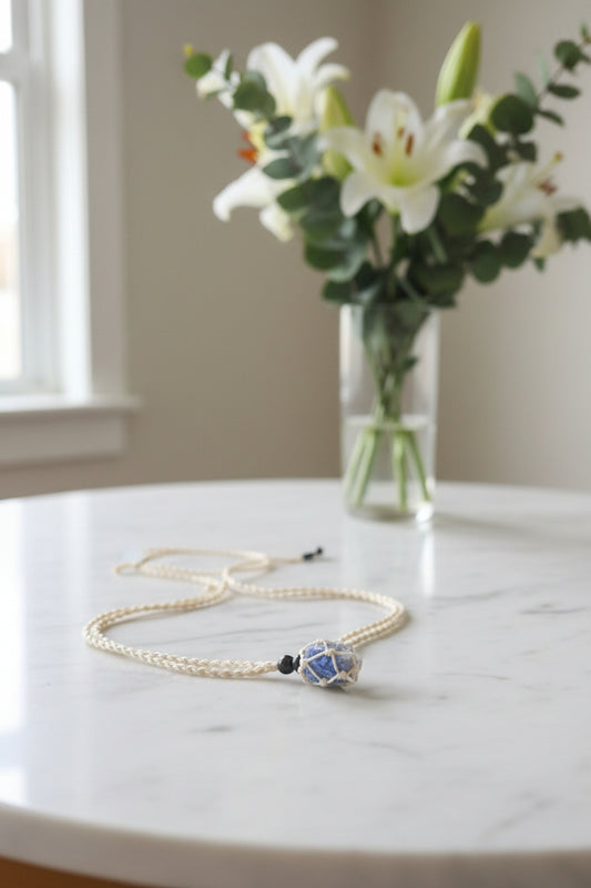 Raw Sodalite Crystal Macramé Necklace – Intuition, Communication & Clarity Crystal Jewellery