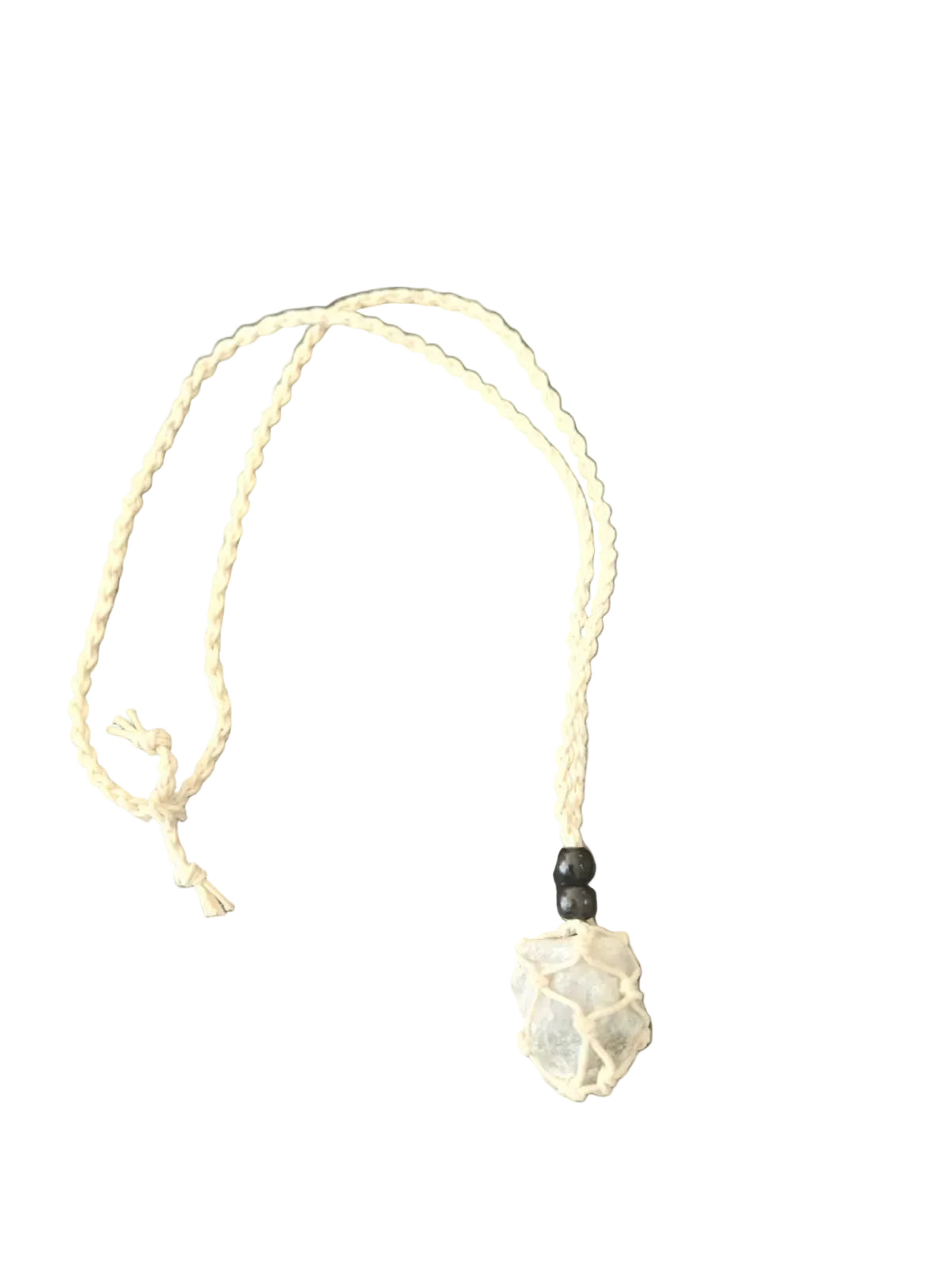 Raw Jade Crystal Macramé White Necklace – Luck, Abundance & Harmony Crystal Jewellery