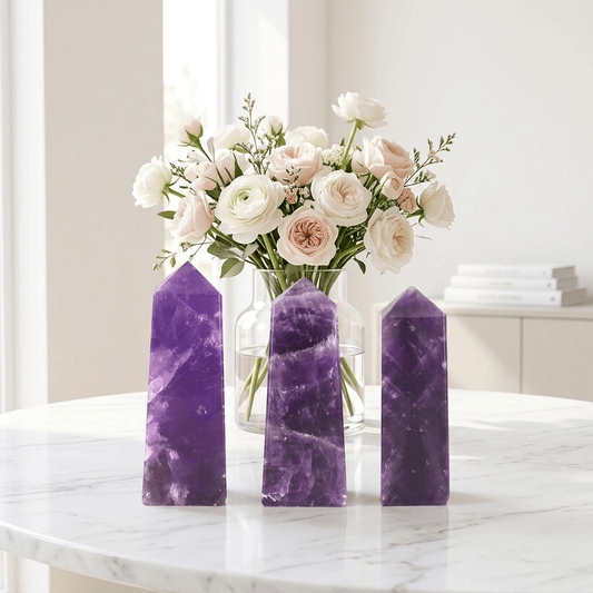 African Amethyst Gemstone Obelisk Point - Auras Workshop Auras Workshop