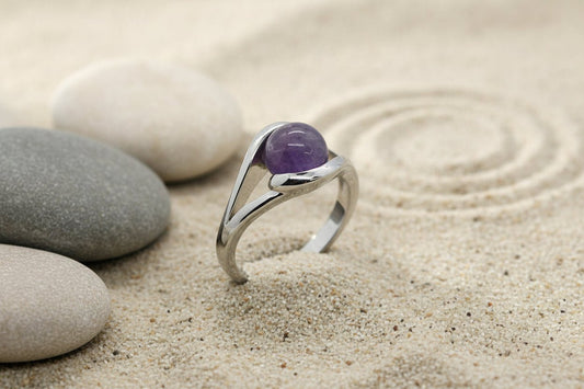 💜✨ Amethyst Ring | Silver Tone | Calm & Intuition Crystal Jewellery - Auras Workshop Auras Workshop