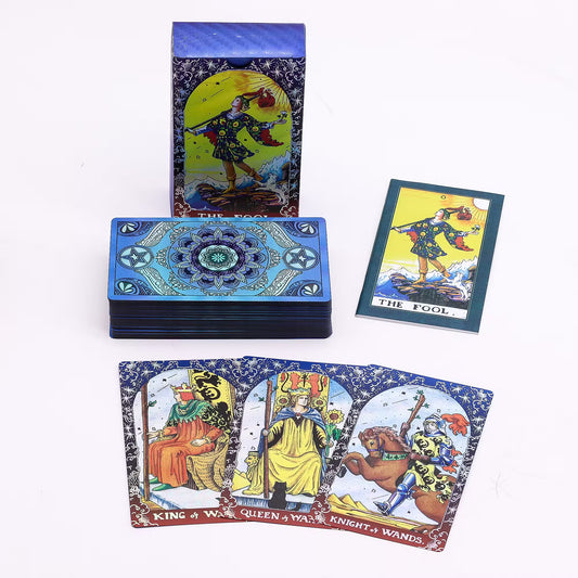 Blue Foil Mandala Tarot Card Set with Booklet – 78-Card Divination Deck