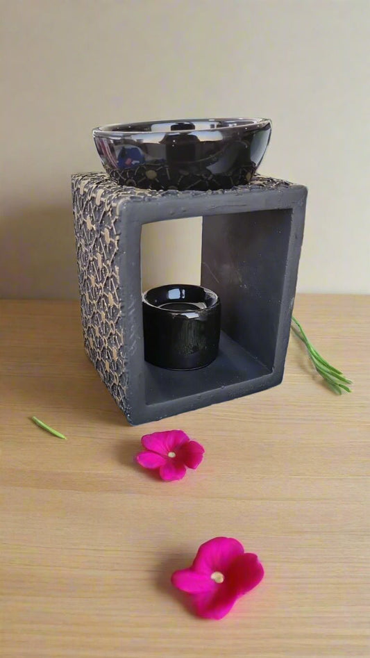 ✨ Black & Gold Ceramic Oil & Wax Burner - Auras Workshop Auras Workshop