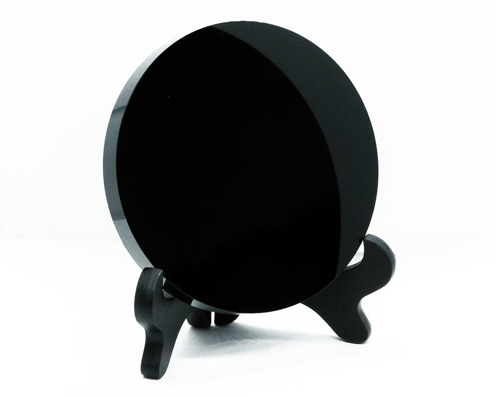 ⚫ Black Obsidian Mirror – 10cm | Scrying, Protection & Spiritual Insight - Auras Workshop Auras Workshop