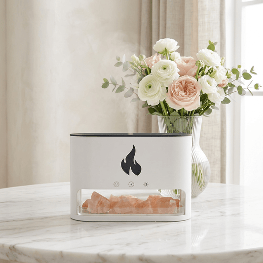 Blaze Aroma Diffuser – Himalayan Salt Chamber | Flame Effect | USB-C (Salt Included) - Auras Workshop Auras Workshop