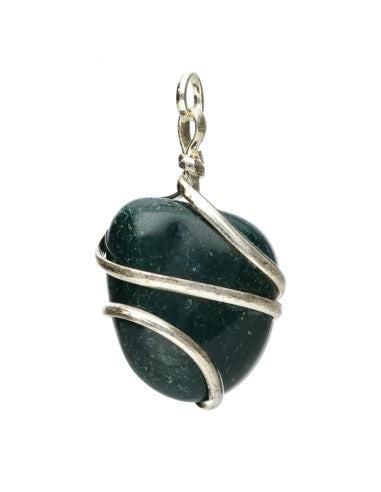 Bloodstone Spiral Silver Plated Pendant – Courage, Strength & Grounding Crystal Jewellery