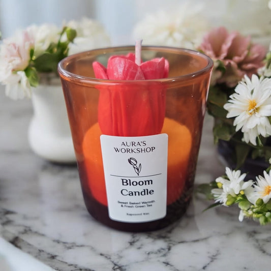 🌷✨ Bloom Candle | Tulip in Amber Jar | Valentine’s Edition - Auras Workshop Auras Workshop