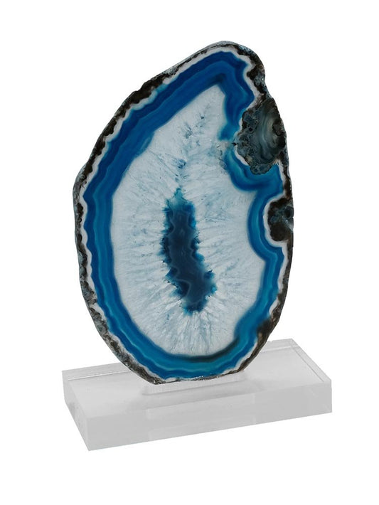 💙 Blue Agate Slice on Base – 8cm | Calming Energy & Elegant Crystal Décor - Auras Workshop Auras Workshop