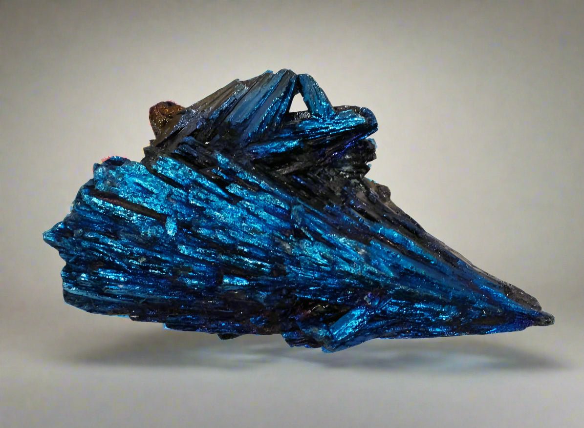 💙 Blue Aura Tourmaline Feather – Medium | Protection, Balance & Spiritual Insight - Auras Workshop Auras Workshop