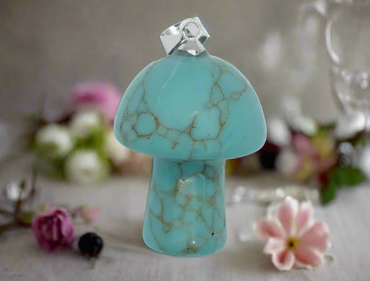 🔹 Blue Howlite Mushroom Pendant – Calm, Patience & Stress Relief Tranquillity. Awareness. Inner Peace. - Auras Workshop Auras Workshop