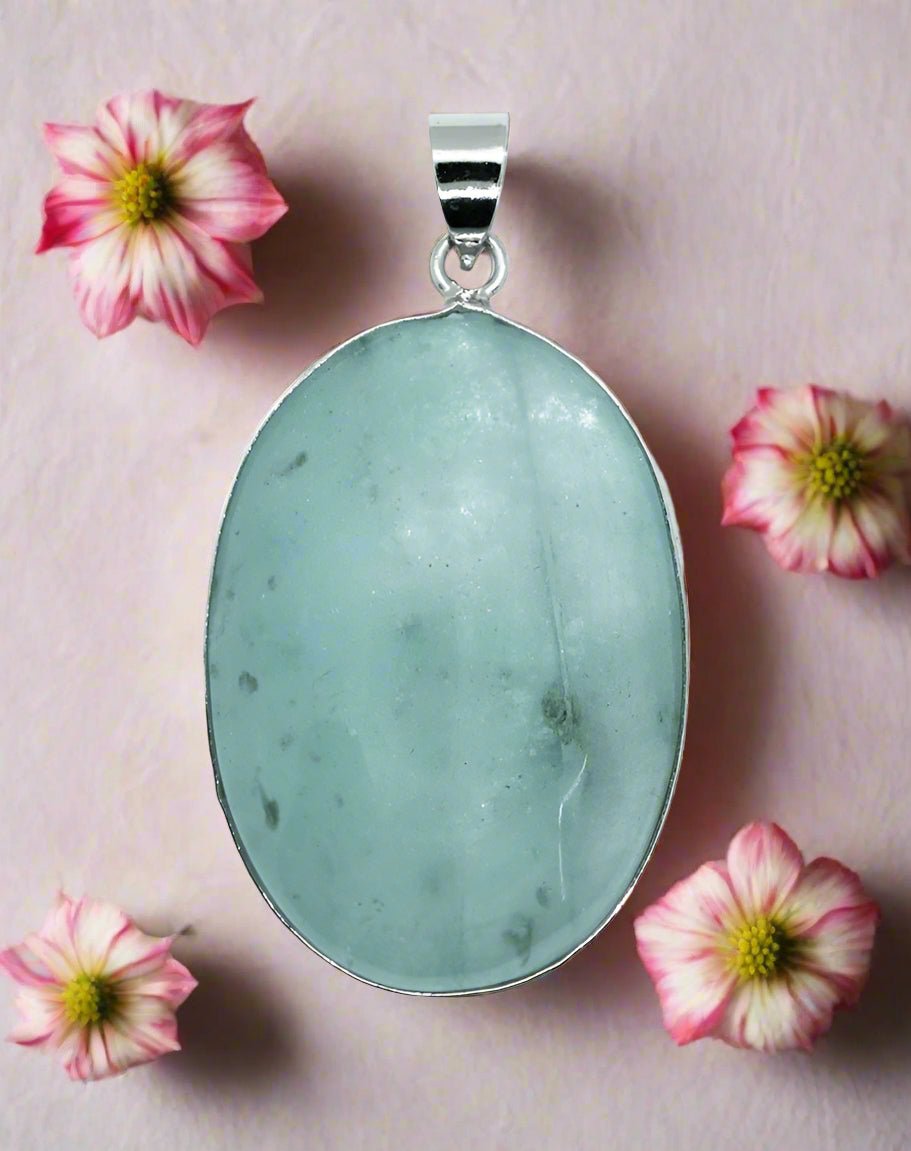 💧 Caged Aquamarine Oval Pendant – Calm, Courage & Inner Peace Tranquillity. Clarity. Balance. - Auras Workshop Auras Workshop