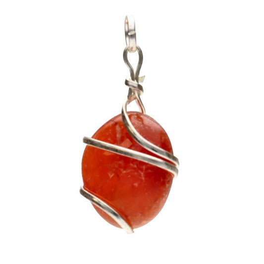 Carnelian Spiral Silver Plated Pendant – Crystal Jewellery - Auras Workshop Auras Workshop
