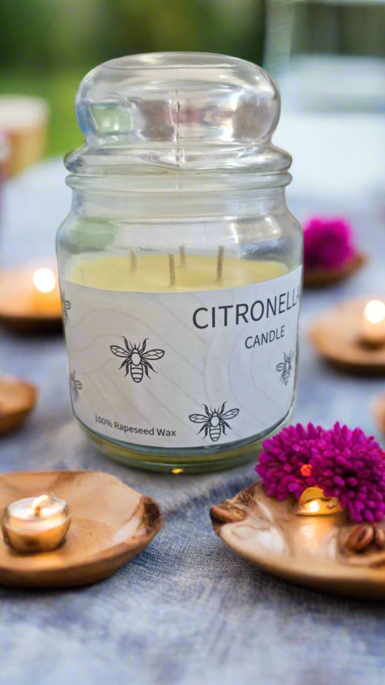 Citronella Candle – 500ml | 100% Natural Rapeseed Wax for Insect - Repelling Summer Evenings - Auras Workshop Auras Workshop