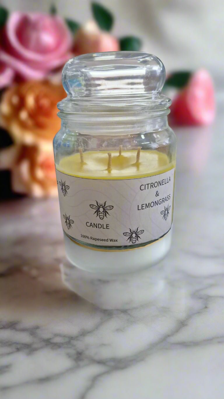 Citronella & Lemongrass Candle – 500ml | Natural Outdoor Candle with 100% Rapeseed Wax - Auras Workshop Auras Workshop