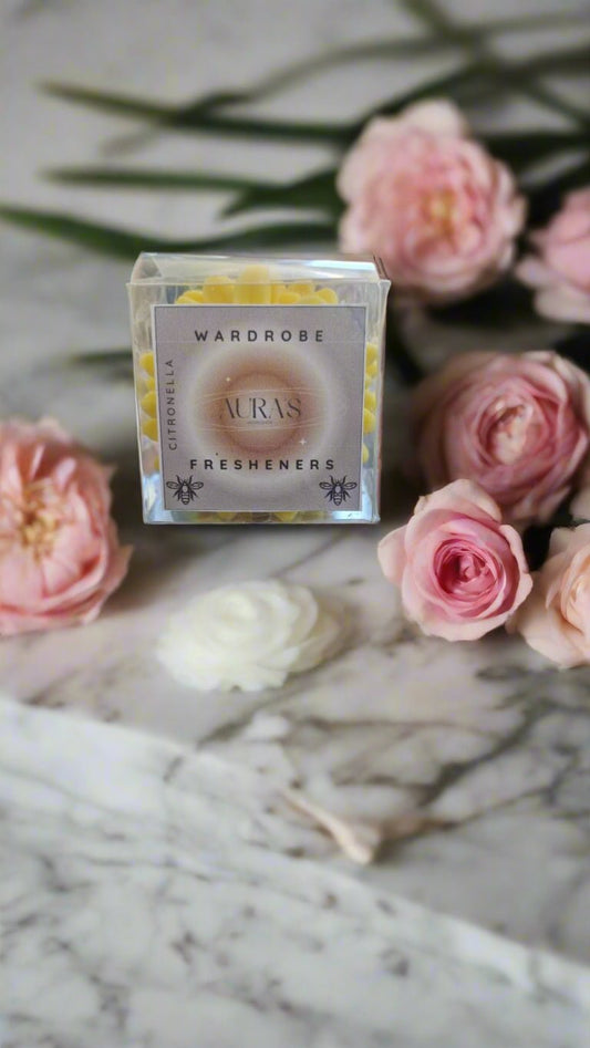 Citronella Wardrobe Fresheners – Yellow Flower Set (x3) | Natural Insect - Repelling Scent Blocks for Drawers & Closets - Auras Workshop Auras Workshop