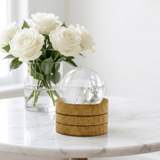 Clear Quartz Sphere 40mm with Stand | Clarity, Amplification & Healing Energy - Auras Workshop Auras Workshop