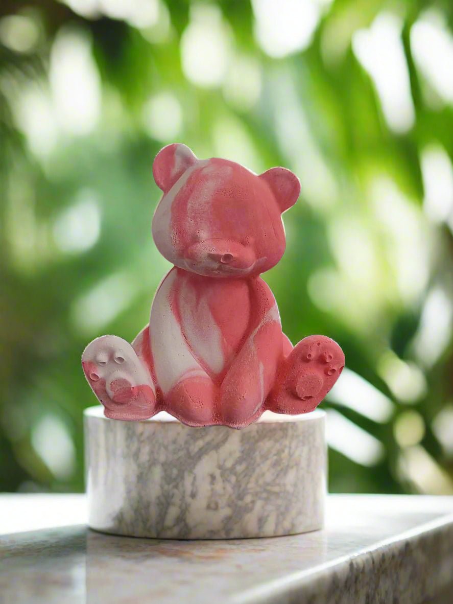 Cute Teddy Pink Marble Ceramic – Elegant & Adorable Home Decor - Auras Workshop Auras Workshop