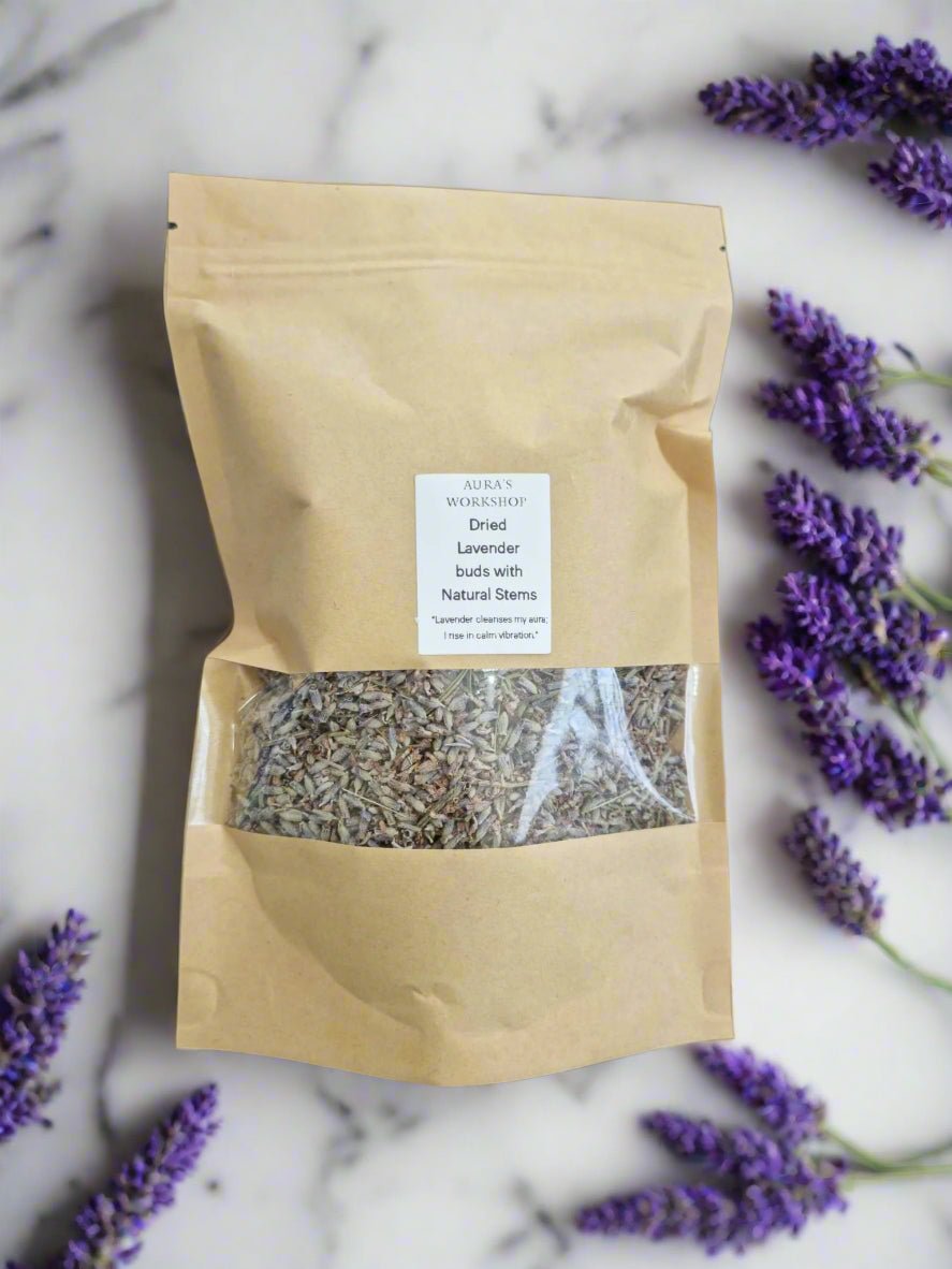Dried Lavender Buds with Natural Stems – 295g 💜✨ - Auras Workshop Auras Workshop