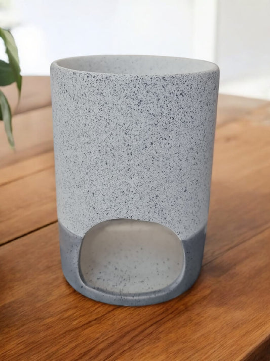 🤍🌫️ Dual Tone Grey & Stone White Wax Melt & Oil Burner – Large | Modern Ceramic Burner - Auras Workshop Auras Workshop