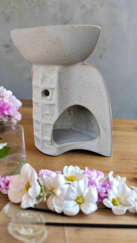 🕯 Dusty Beige Ceramic Oil & Wax Burner - Auras Workshop Auras Workshop