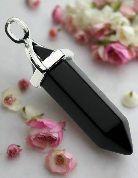 ⚫ Fixed Wand Black Obsidian Pendant – Protection, Grounding & Inner Strength Shield. Balance. Transformation. - Auras Workshop Auras Workshop