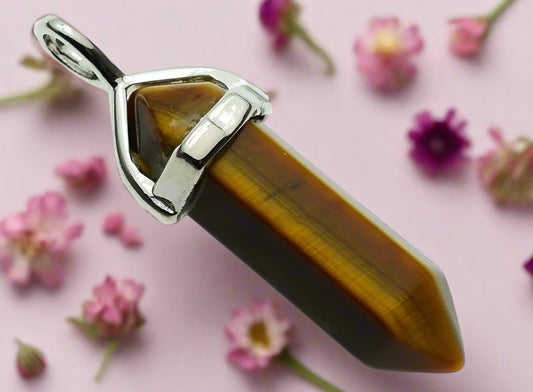 🐅 Fixed Wand Tiger Eye Pendant – Strength, Confidence & Protection Grounding. Focus. Courage. - Auras Workshop Auras Workshop