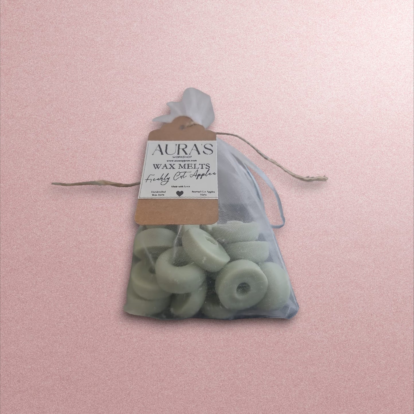Freshly Cut Apple Donut Shaped x15 Wax Melt Bar in Organza Bag - Auras Workshop Auras Workshop