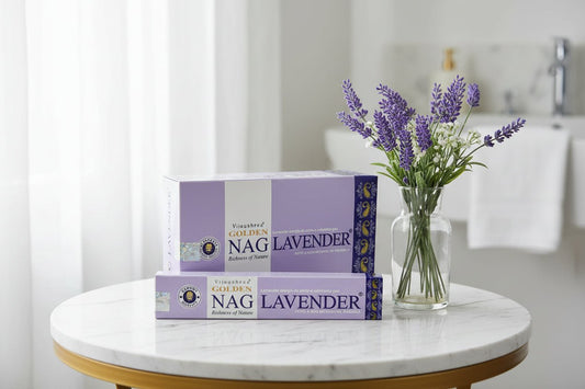 Golden Nag Lavender Incense – Relaxing Fragrant Incense Sticks - Auras Workshop Auras Workshop