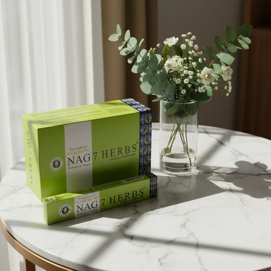Golden Nag Seven Herbs Incense – Herbal Fragrant Incense Sticks - Auras Workshop Auras Workshop