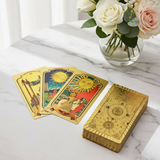 Golden Tarot Card Set – Luxury 78 Card Divination Deck - Auras Workshop Auras Workshop