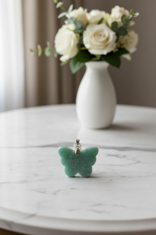 Green Aventurine Butterfly Pendant – Crystal Jewellery - Auras Workshop Auras Workshop
