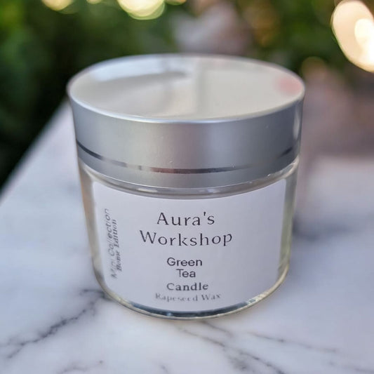 🍃 Green Tea Travel Candle – Refreshing & Calming | Rapeseed Wax by Aura’s Workshop - Auras Workshop Auras Workshop