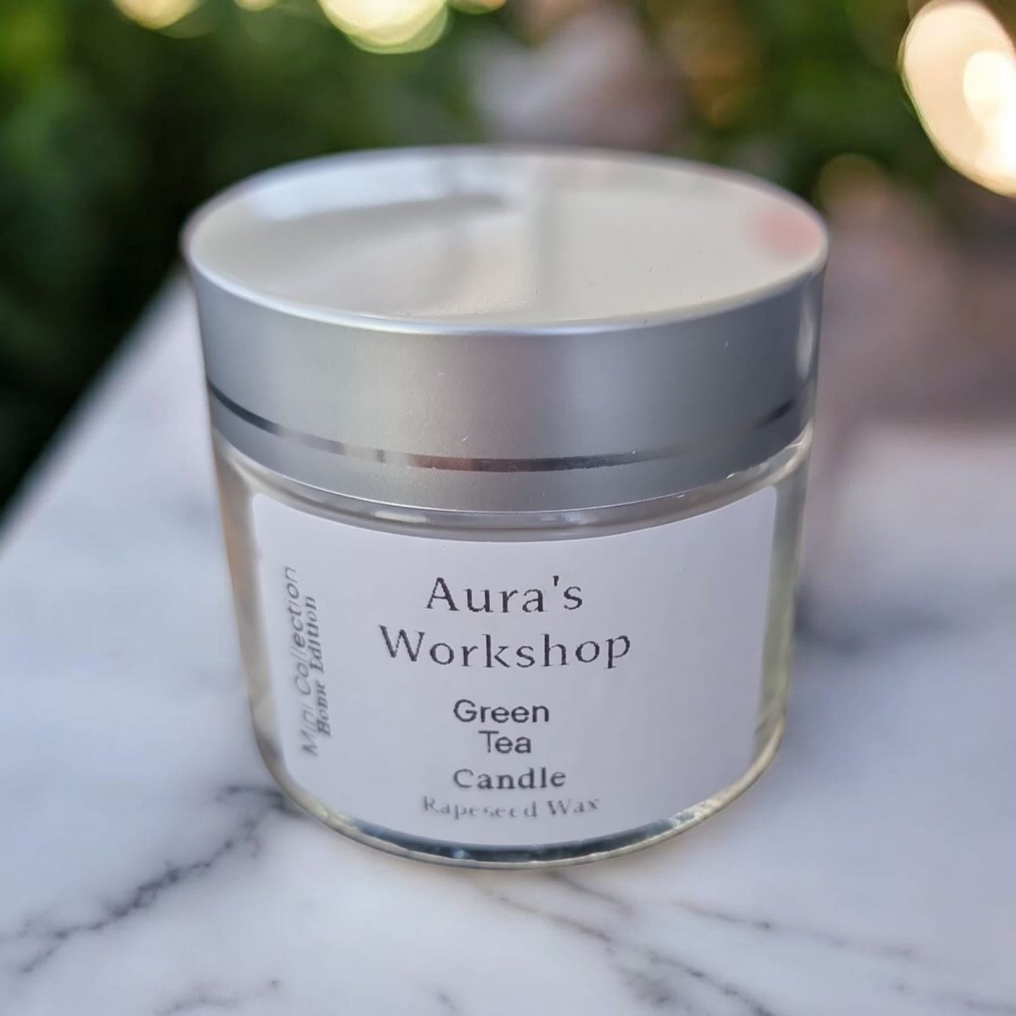 🍃 Green Tea Travel Candle – Refreshing & Calming | Rapeseed Wax by Aura’s Workshop - Auras Workshop Auras Workshop