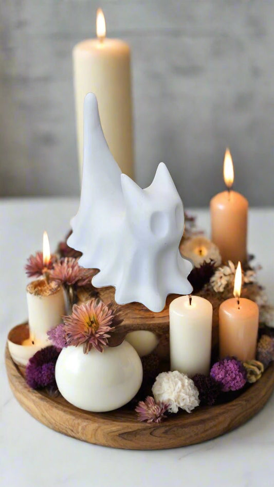 👻 Halloween Cat Ghost – Ceramic Décor | Halloween Collection by Aura’s Workshop - Auras Workshop Auras Workshop