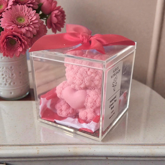 🐻🍯🍃 Honeyed Green Tea Bear Candle | Aura’s Workshop | Acrylic Gift Case - Auras Workshop Auras Workshop