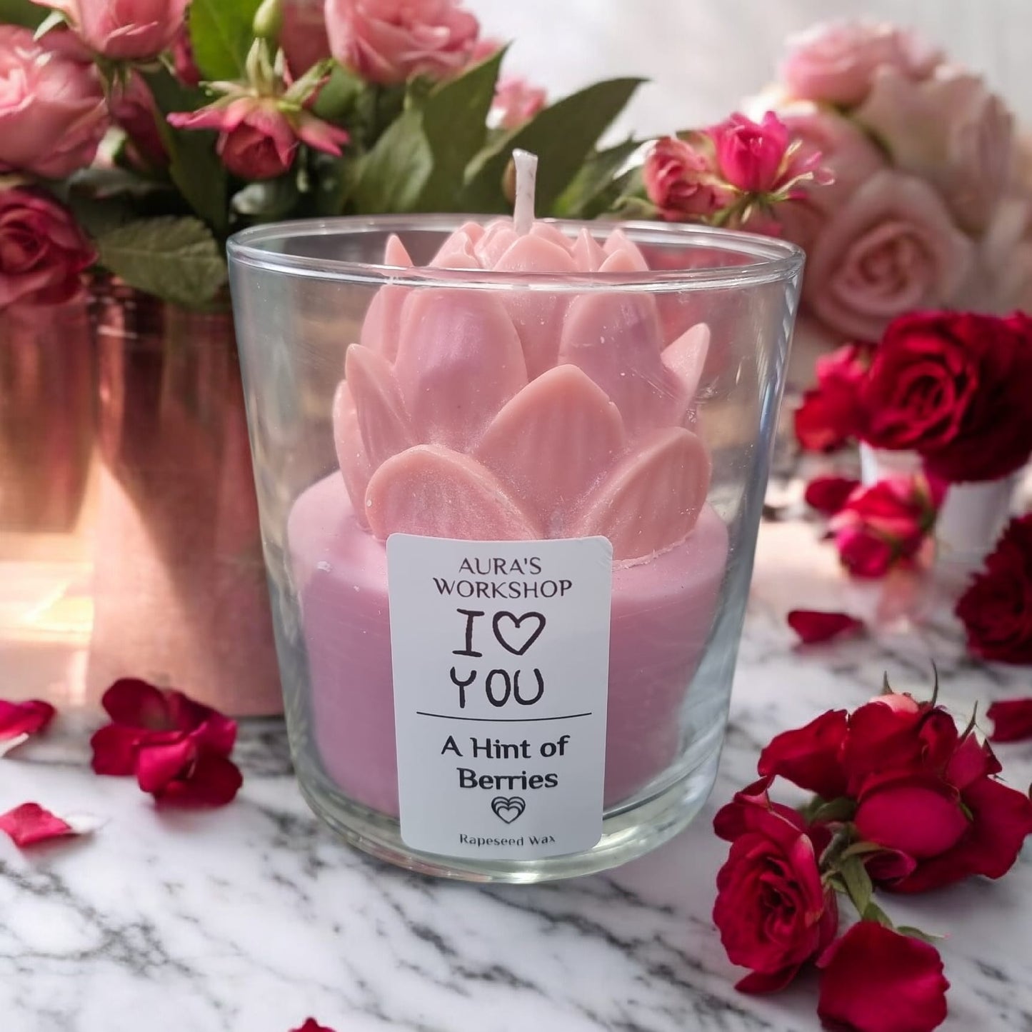 ❤️✨ “I Love You” Large Valentine’s Candle | A Hint of Berries | Auras Workshop - Auras Workshop Auras Workshop