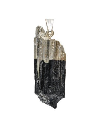 Indian Black Tourmaline Silver Plated Pendant – Crystal Jewellery - Auras Workshop Auras Workshop