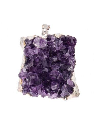 Large Amethyst Druzy Silver Plated Pendant – Crystal Jewellery - Auras Workshop Auras Workshop