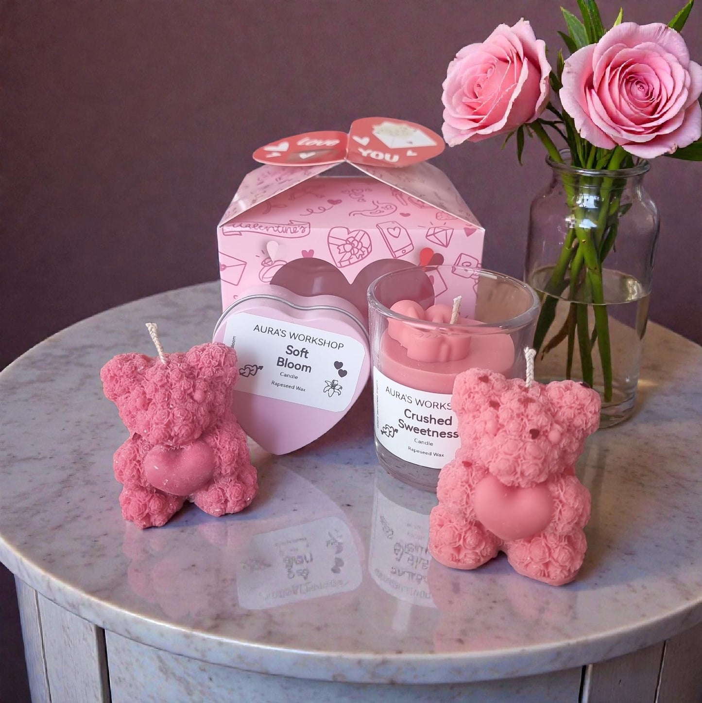 šøš Love in Bloom & Berry Sweet Valentineās Box | Floral Notes Candle Valentines Gift Set - Auras Workshop Auras Workshop