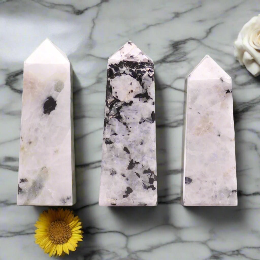 ๐ Moonstone Gemstone Obelisk Point - Auras Workshop Auras Workshop