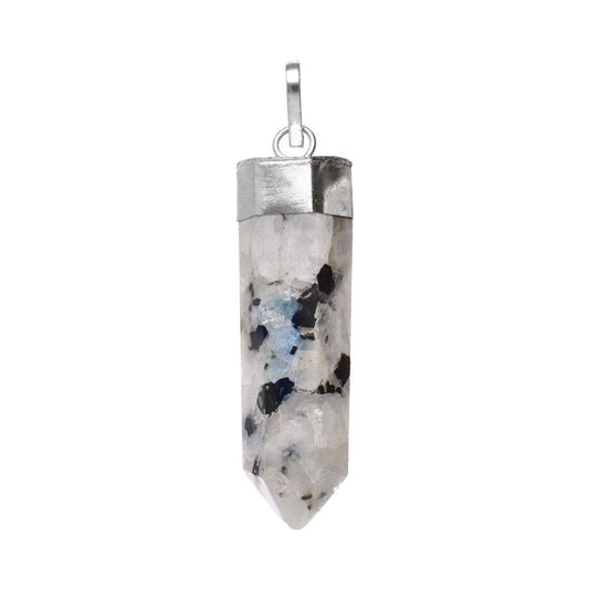 Moonstone Point Silver Plated Pendant – Crystal Jewellery - Auras Workshop Auras Workshop