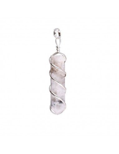 Moonstone Spiral Silver Plated Pendant – Crystal Jewellery - Auras Workshop Auras Workshop