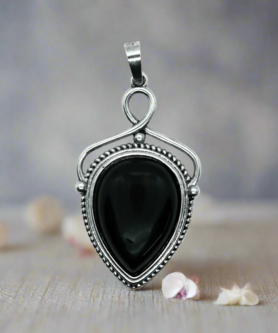 🖤 Obsidian Drop Pendant – Protection, Grounding & Inner Strength Shield. Balance. Transformation. - Auras Workshop Auras Workshop