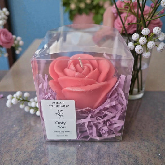🌹💗 Only You Candle | Aura’s Workshop | Single Rose | Lightly Sweet Rose Scent - Auras Workshop Auras Workshop
