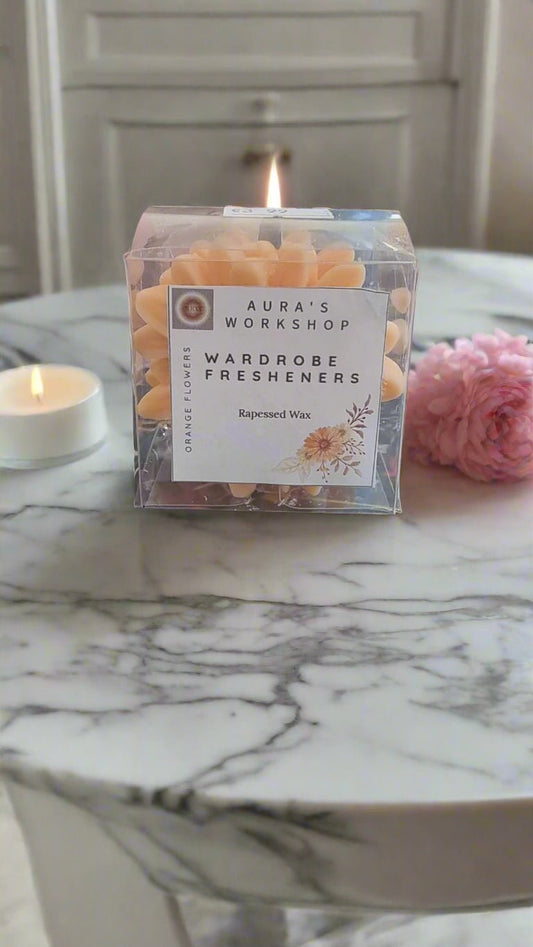 Orange Flowers Wardrobe Fresheners x3 – Flower Shape | 100% Rapeseed Wax - Auras Workshop Auras Workshop